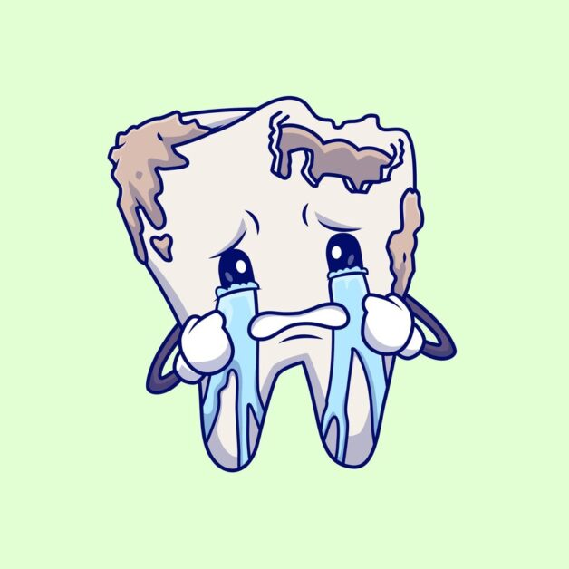 An animated image displaying a dead tooth
