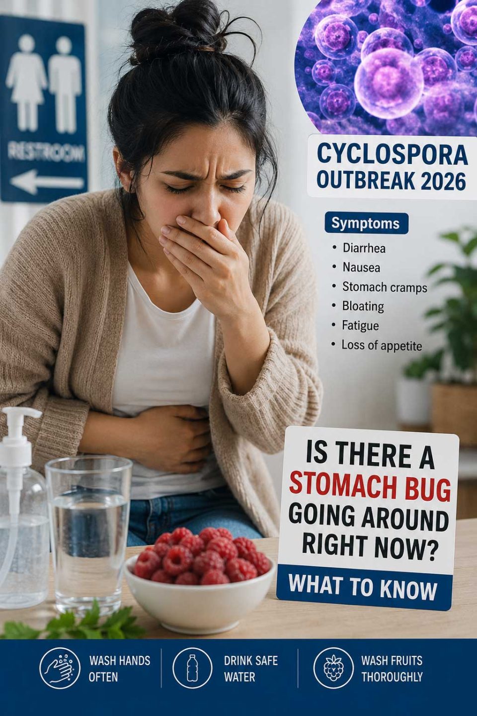 Cyclospora outbreak awareness poster